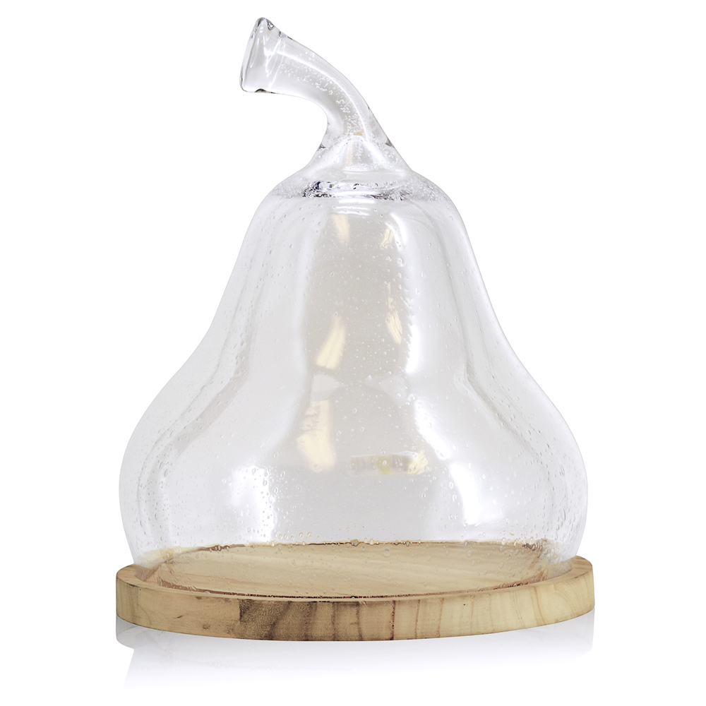 D11"H14" - CLEAR GLASS DOME CLOCHE WITH WOODEN BASE