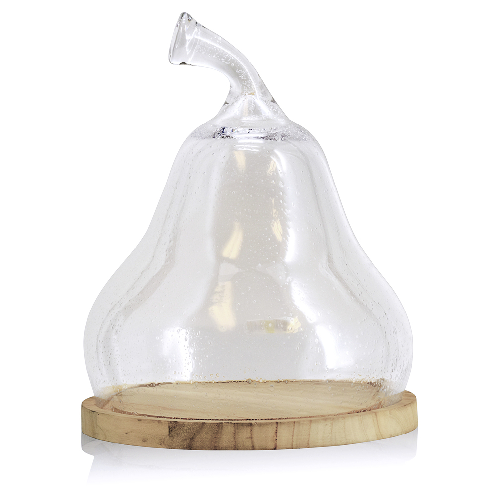 D11"H14" - CLEAR GLASS DOME CLOCHE WITH WOODEN BASE