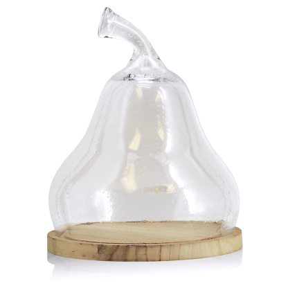 D11"H14" - CLEAR GLASS DOME CLOCHE WITH WOODEN BASE