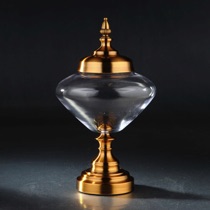 *D9"H15" - GLASS APOTHECARY JAR WITH LID