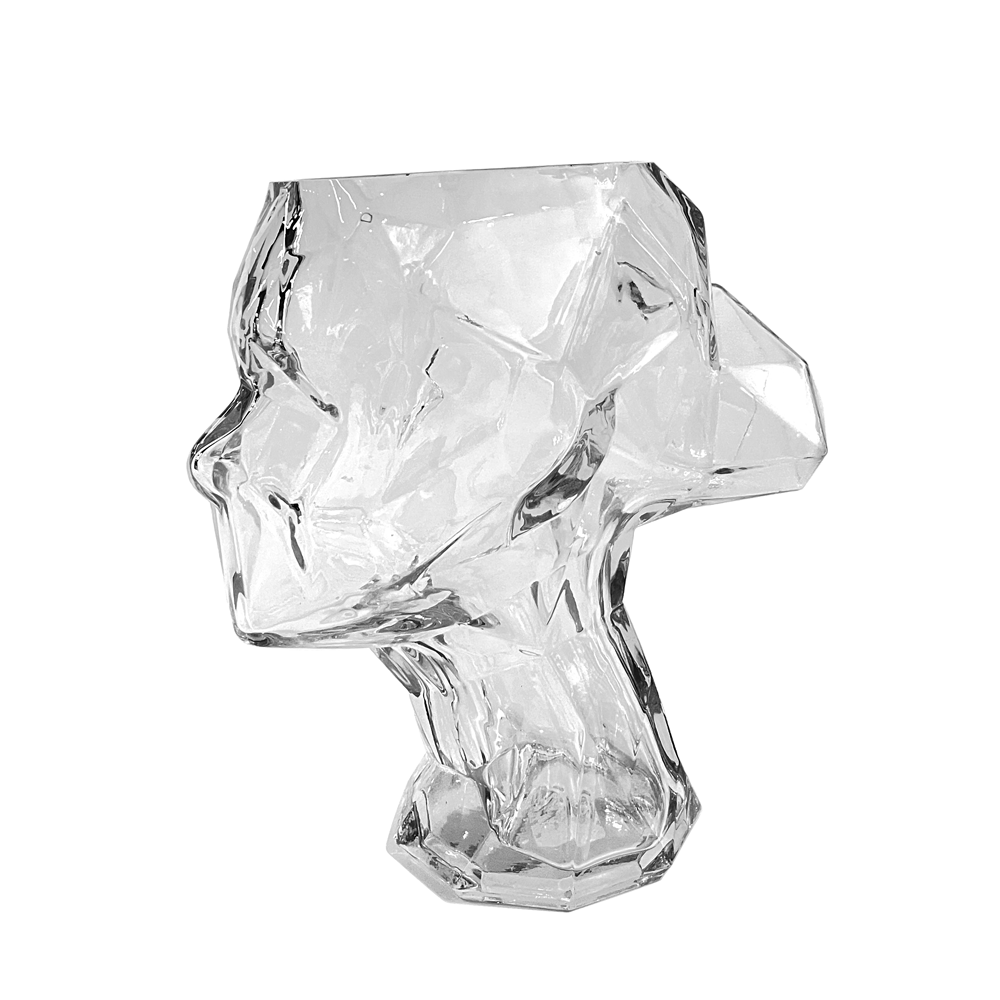65039	 L8.5W5.1H8.7" - FACE SHAPE GLASS VASE