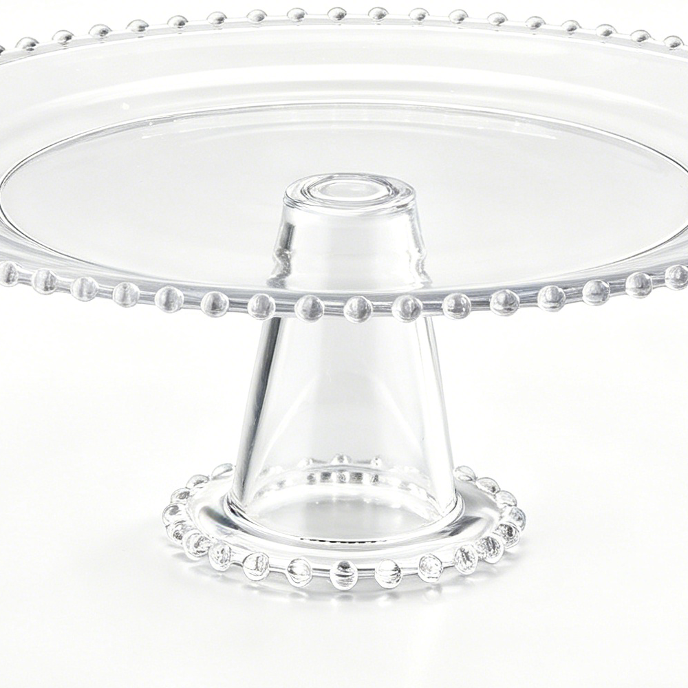 68014	 D12.5"H4.5" - BEADED GLASS CAKE STAND