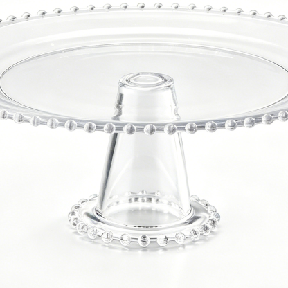 68014	 D12.5"H4.5" - BEADED GLASS CAKE STAND
