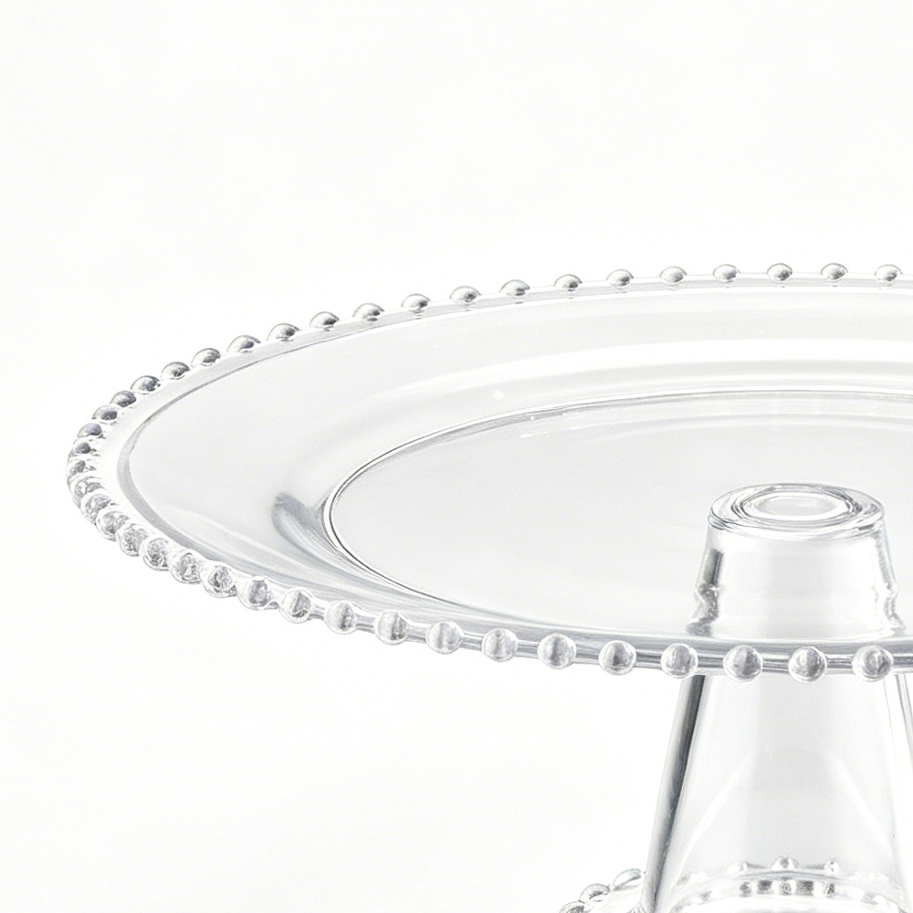 68014	 D12.5"H4.5" - BEADED GLASS CAKE STAND