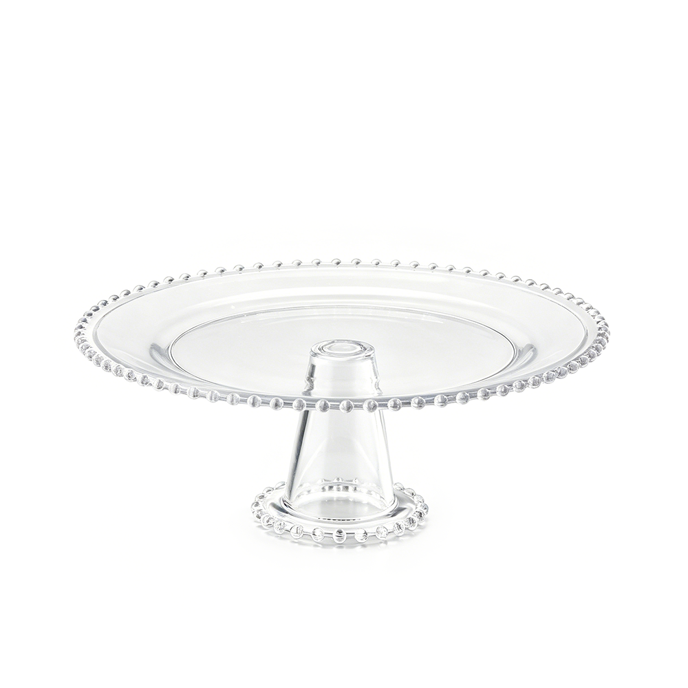 68014	 D12.5"H4.5" - BEADED GLASS CAKE STAND