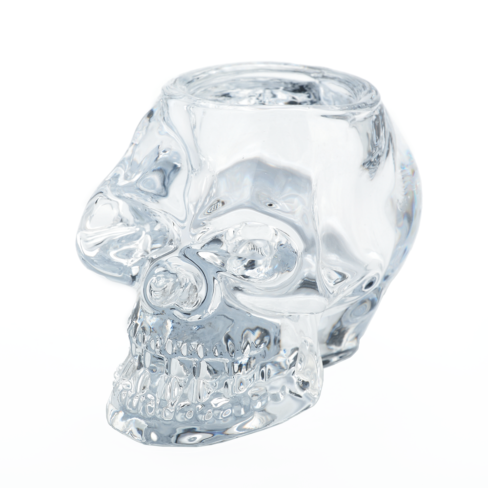 68053	 L5"W3.5"H3.5" - GLASS SKULL CANDLE HOLDER