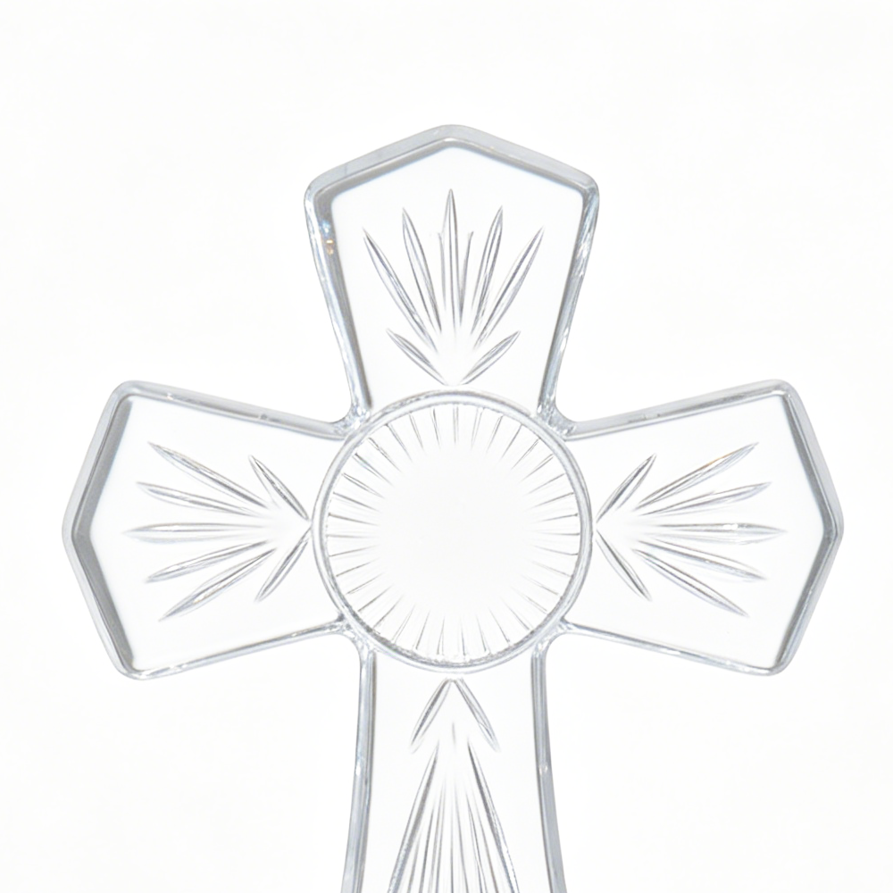 68118	 L3.5"W2.5"H7" - GLASS CROSS TABLETOP Decor