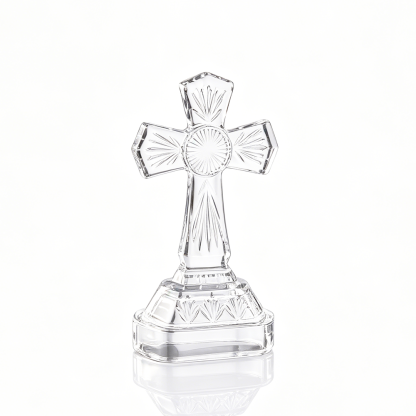 68118	 L3.5"W2.5"H7" - GLASS CROSS TABLETOP Decor
