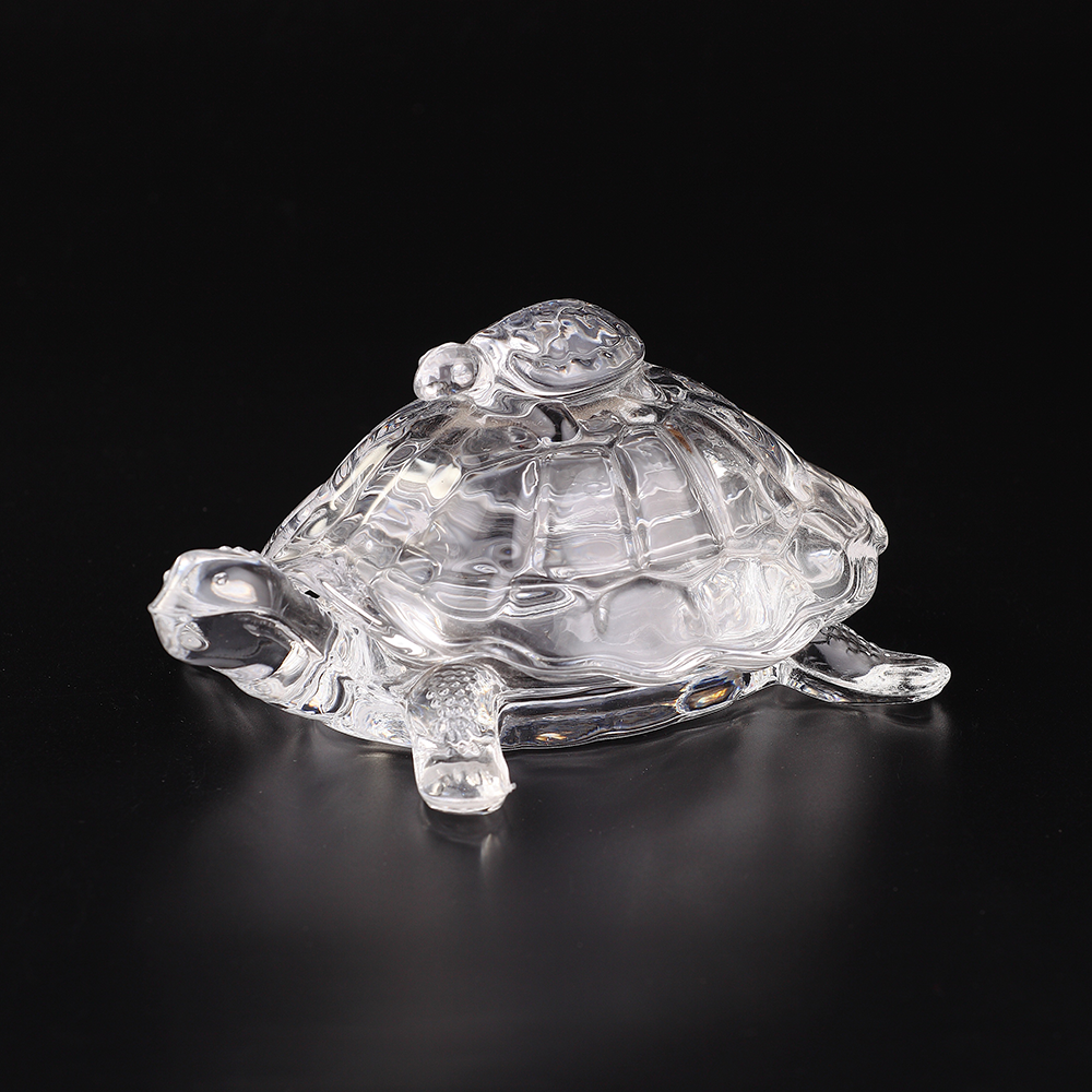 68166	 L7"W4.5"H3.5" - GLASS TURTLE FIGURINE