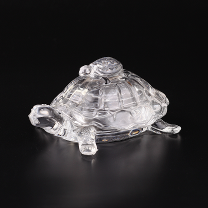 68166	 L7"W4.5"H3.5" - GLASS TURTLE FIGURINE