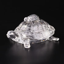 L7"W4.5"H3.5" - GLASS TURTLE FIGURINE