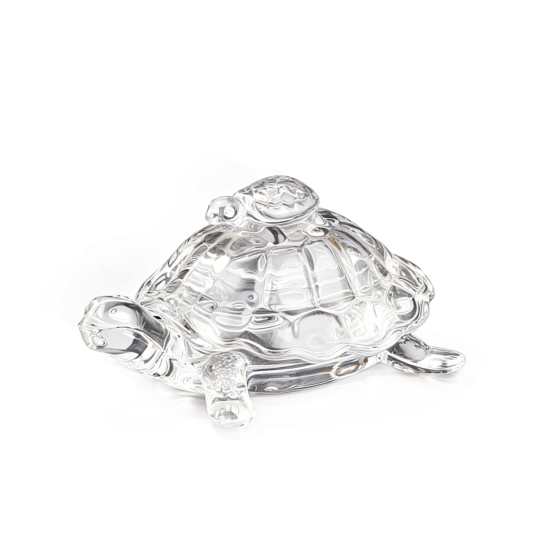 68166	 L7"W4.5"H3.5" - GLASS TURTLE FIGURINE