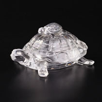 L7"W4.5"H3.5" - GLASS TURTLE FIGURINE