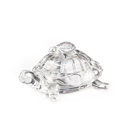 68166	 L7"W4.5"H3.5" - GLASS TURTLE FIGURINE