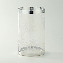 *D4.7"H7.9" - GLASS VASE WITH SILVER RIM