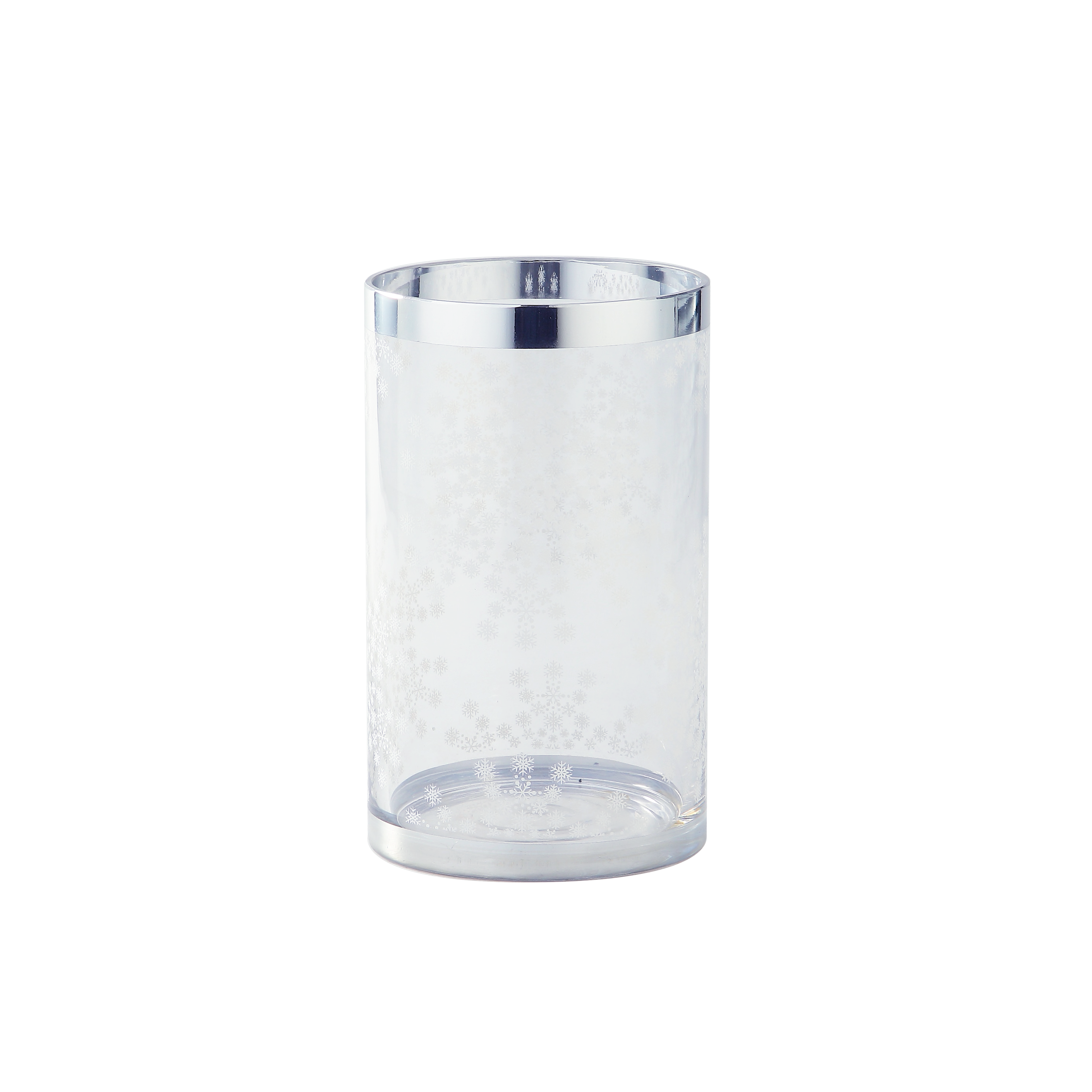 69320	 *D4.7"H7.9" - GLASS VASE WITH SILVER RIM