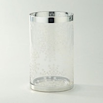 *D4.7"H7.9" - GLASS VASE WITH SILVER RIM