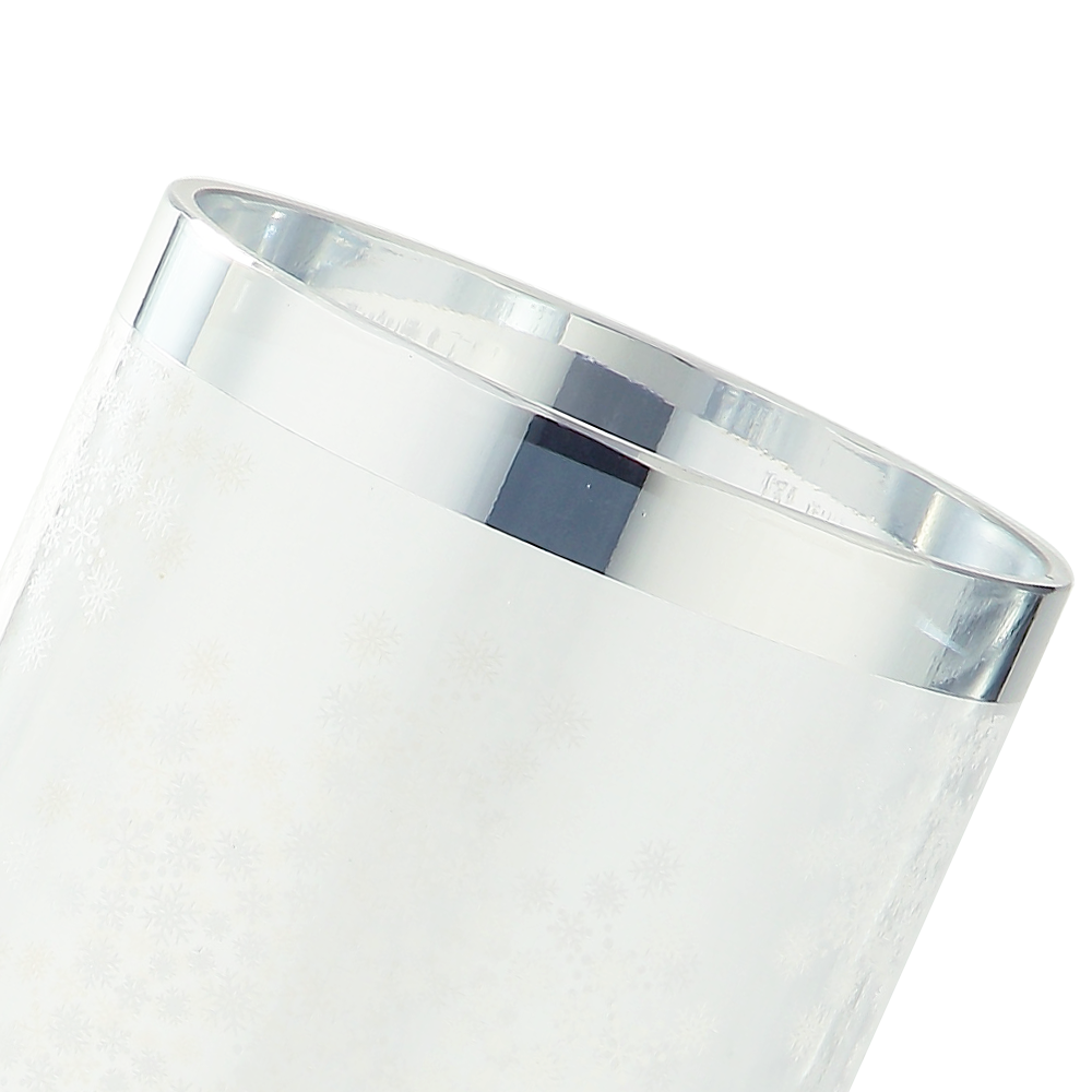 69320	 *D4.7"H7.9" - GLASS VASE WITH SILVER RIM