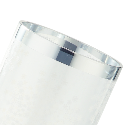 69320	 *D4.7"H7.9" - GLASS VASE WITH SILVER RIM