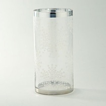 *D4.7"H9.8" - GLASS VASE WITH SILVER RIM