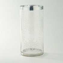*D4.7"H9.8" - GLASS VASE WITH SILVER RIM