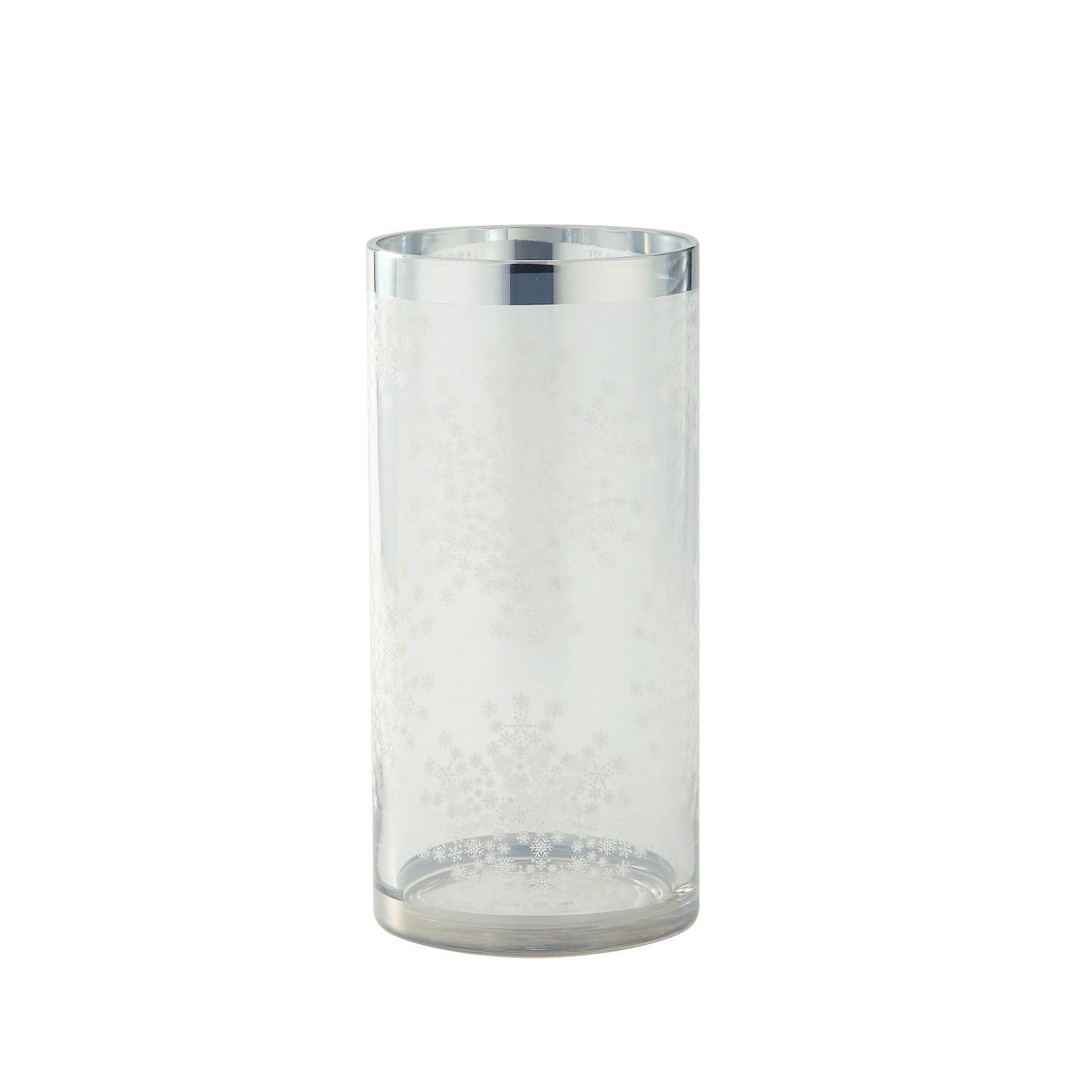 69323	 *D4.7"H9.8" - GLASS VASE WITH SILVER RIM