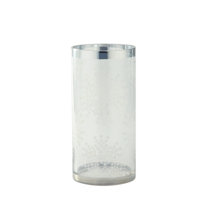 69323	 *D4.7"H9.8" - GLASS VASE WITH SILVER RIM