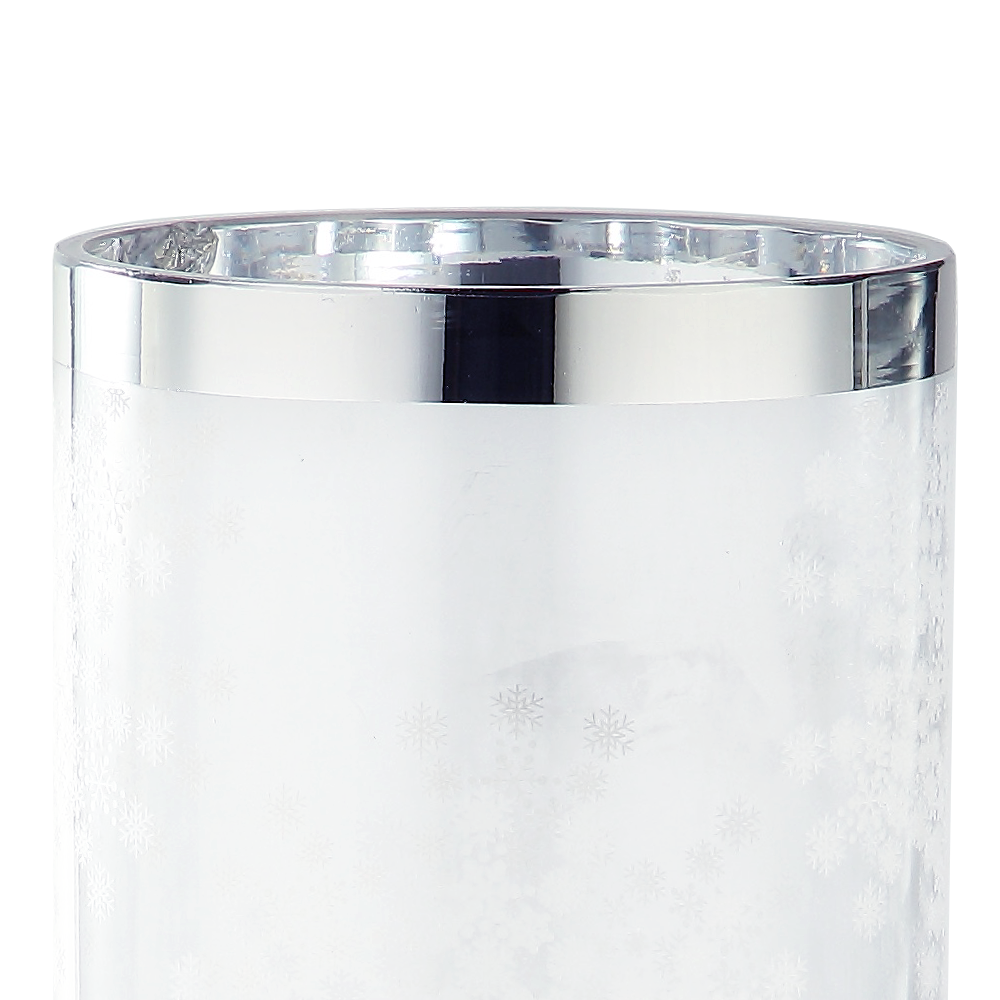 69326	 *D4.7"H11.8" - GLASS VASE WITH SILVER RIM