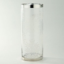 *D4.7"H11.8" - GLASS VASE WITH SILVER RIM