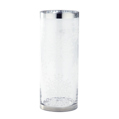 69326	 *D4.7"H11.8" - GLASS VASE WITH SILVER RIM