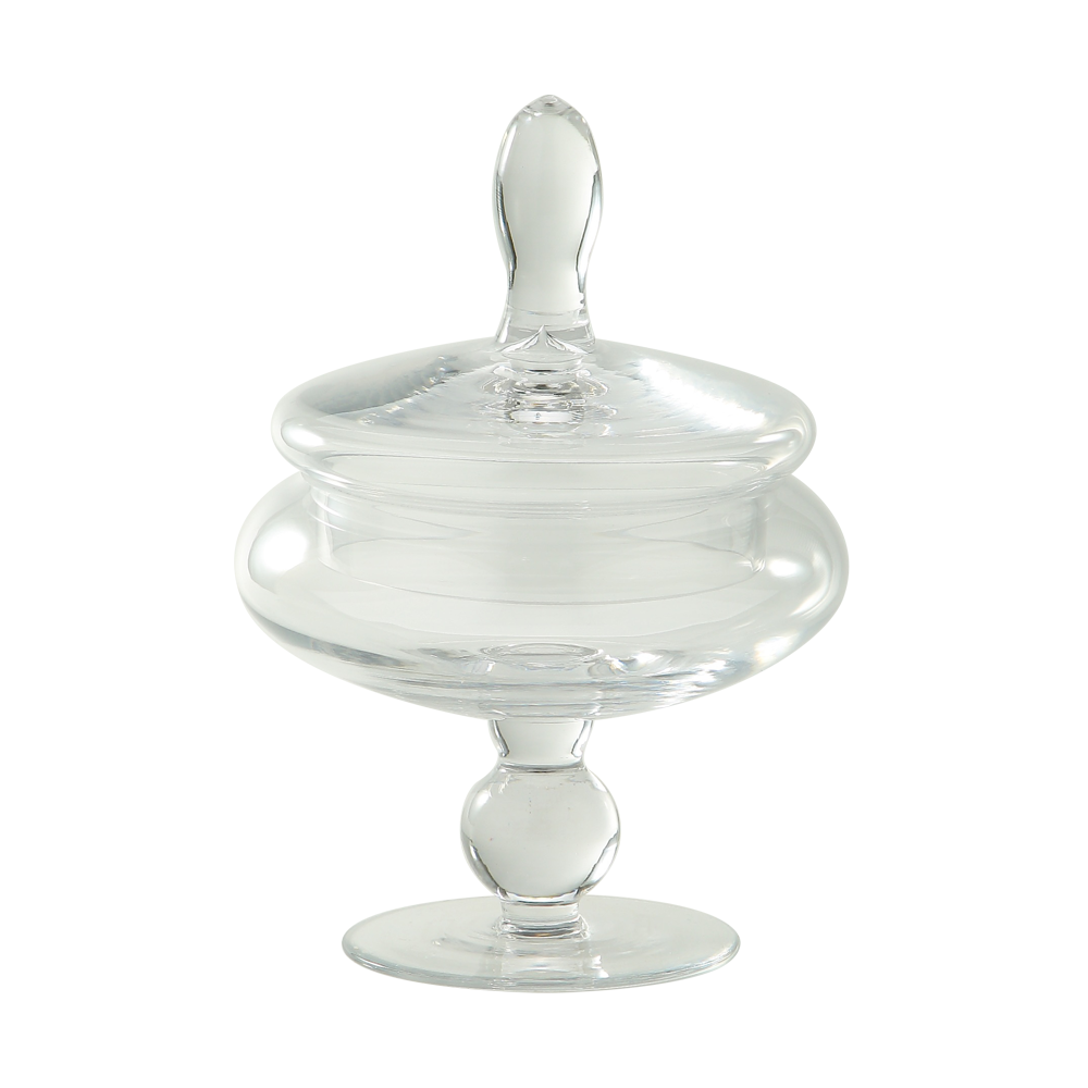 69329	 D6.5"H9" - GLASS APOTHECARY JAR WITH LID