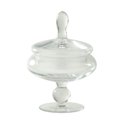 69329	 D6.5"H9" - GLASS APOTHECARY JAR WITH LID