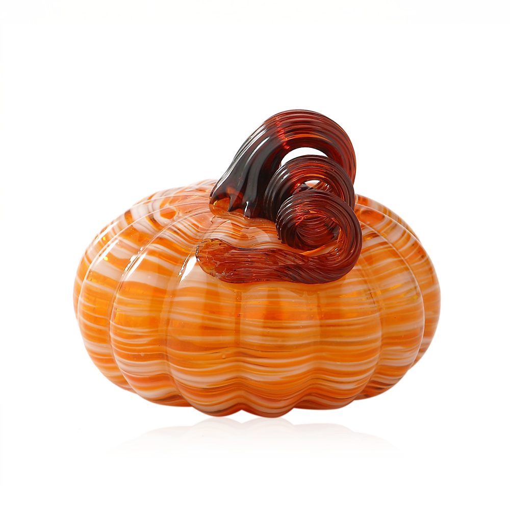 79445-1	 D5.5"H5.5" - GLASS PUMPKIN WITH CURLY STEM