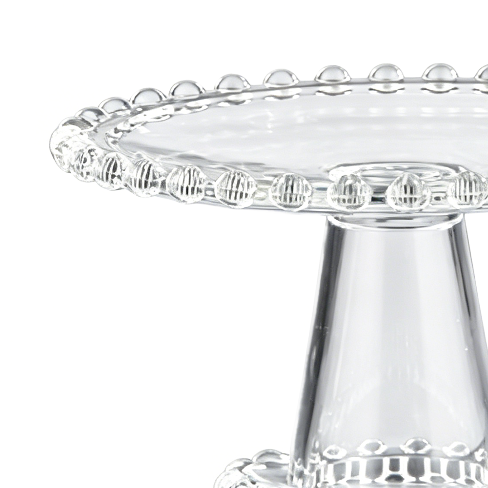 72205	 D8.5"H4.5" - BEADED GLASS CAKE STAND