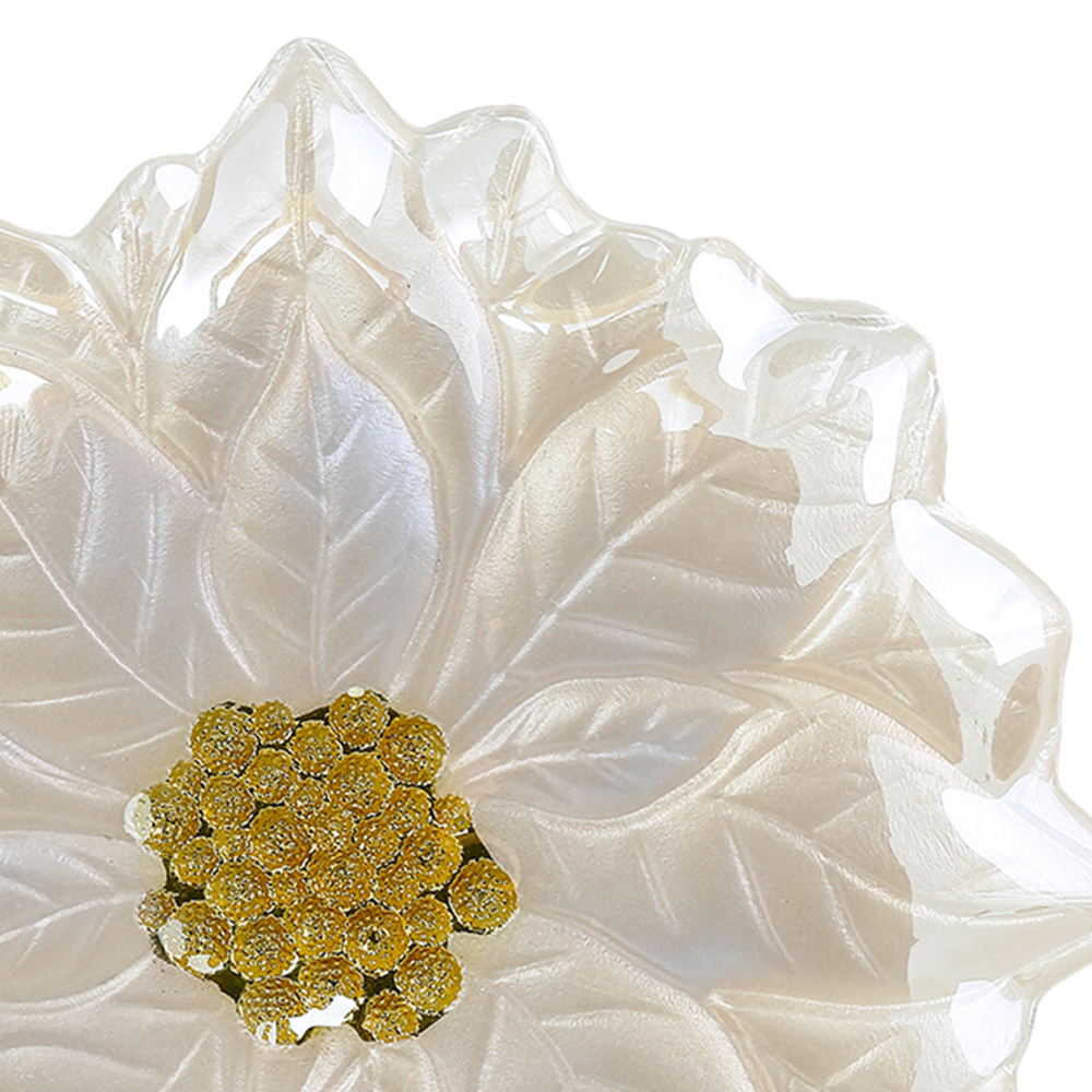 75379	 D12.6"H1.6" - POINSETTIA GLASS PLATE