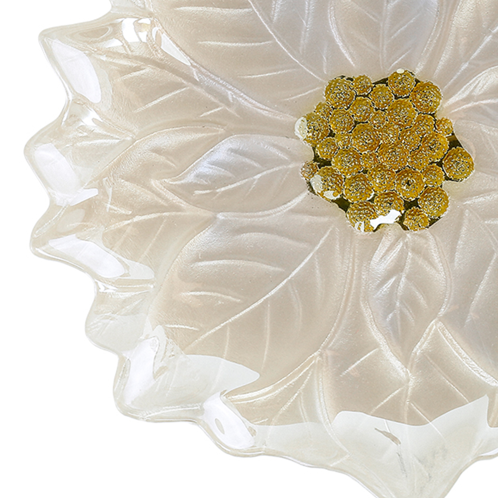 75379	 D12.6"H1.6" - POINSETTIA GLASS PLATE