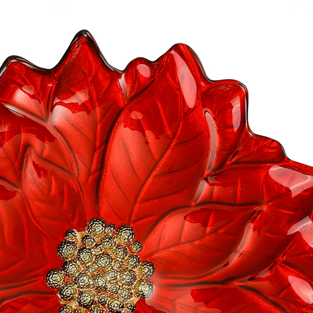 75380	 D12.6"H1.6" - POINSETTIA GLASS PLATE