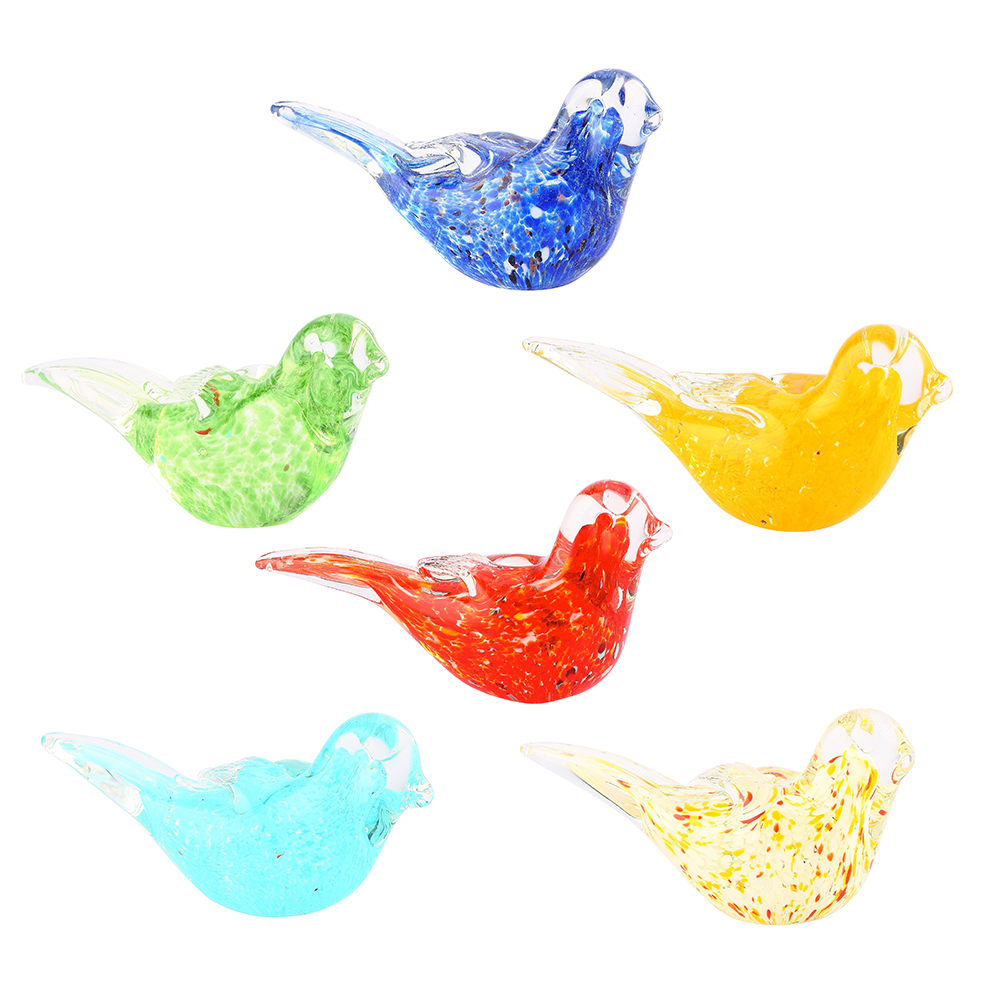76133ASST	 L5"W2"H2.5" - ASSORTED COLORS GLASS BIRD FIGURINES
