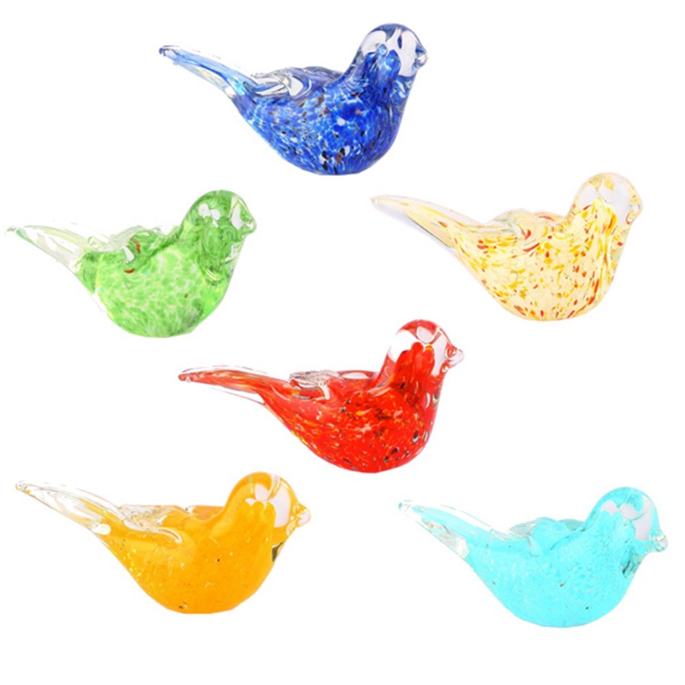L5"W2"H2.5" - ASSORTED COLORS GLASS BIRD FIGURINES