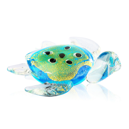 76139	 L5"W4.5"H2" - GLASS TURTLE FIGURINE