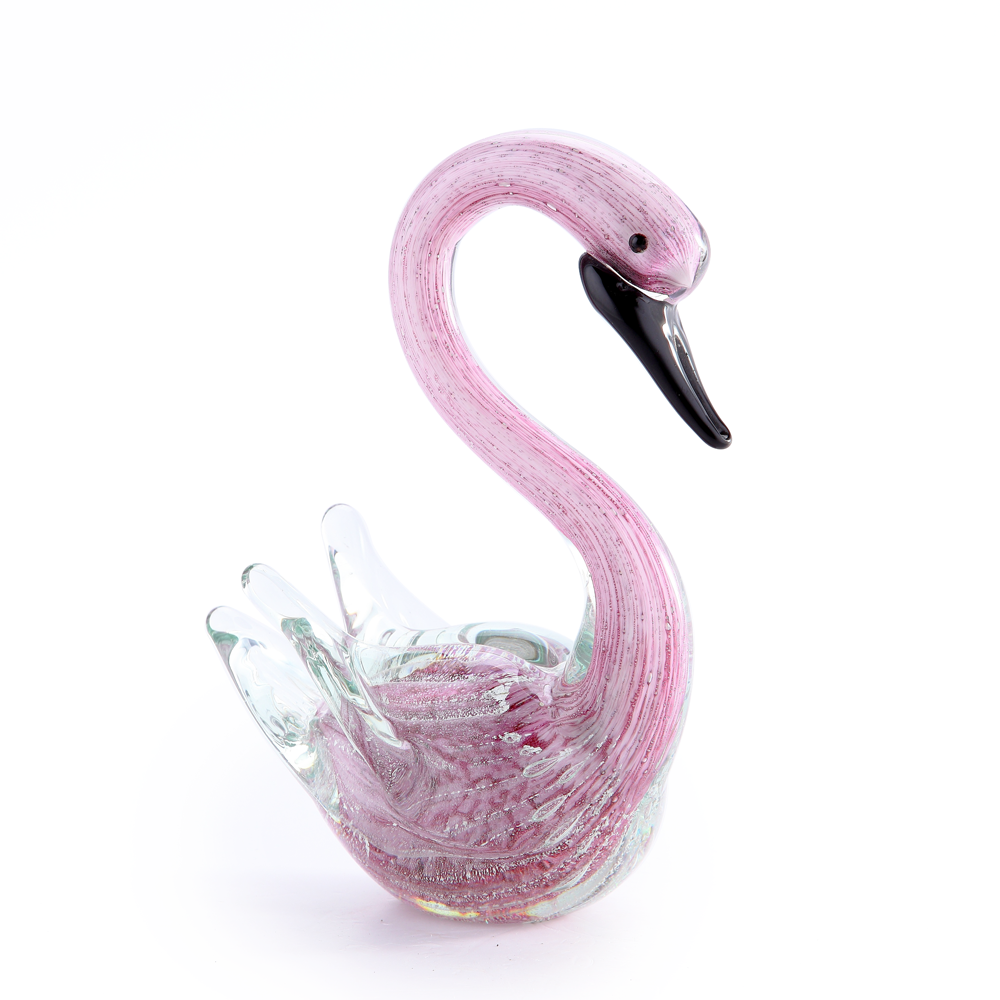76287	 L6"W4.5"H8.5" - GLASS SWAN FIGURINE