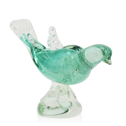 76478	 L9.1W4.5H6.1" - GLASS BIRD FIGURINE