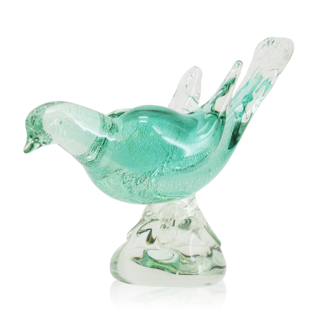 76478	 L9.1W4.5H6.1" - GLASS BIRD FIGURINE