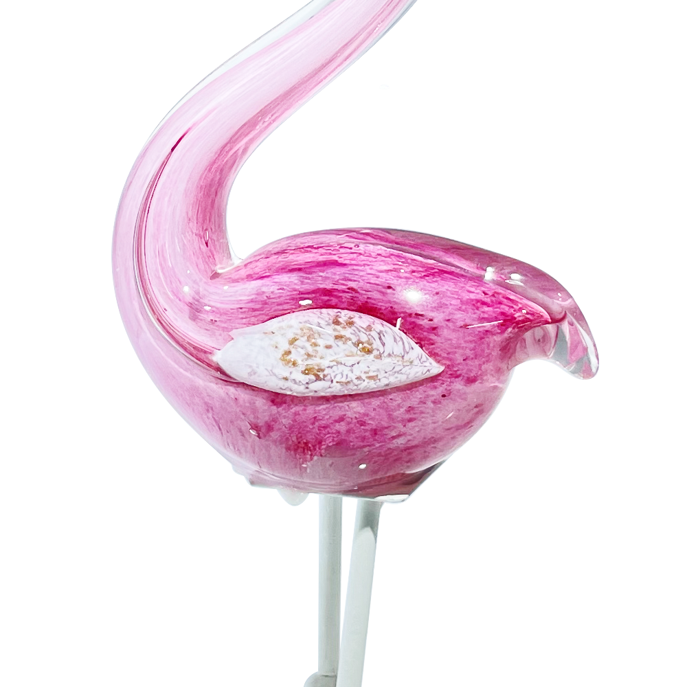 76481	 L4.5W3.1H11.4" - PINK FLAMINGO GLASS FIGURINE