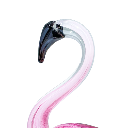 76481	 L4.5W3.1H11.4" - PINK FLAMINGO GLASS FIGURINE