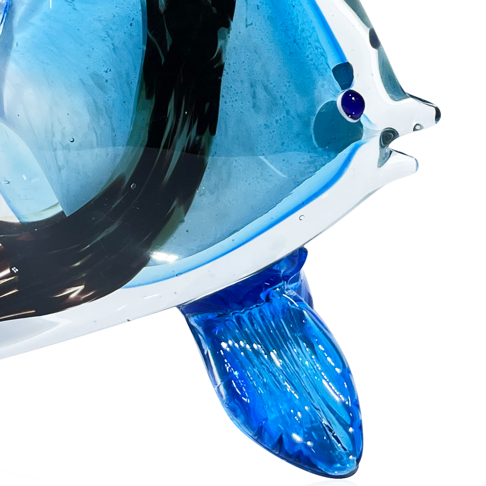 76487	 L5.9W4.7H6.9" - GLASS FISH FIGURINE