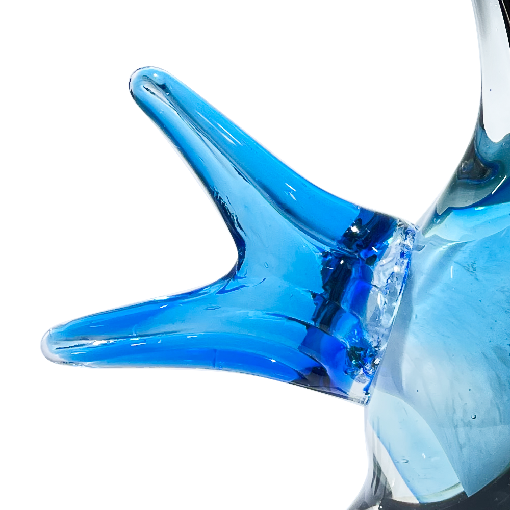 76487	 L5.9W4.7H6.9" - GLASS FISH FIGURINE