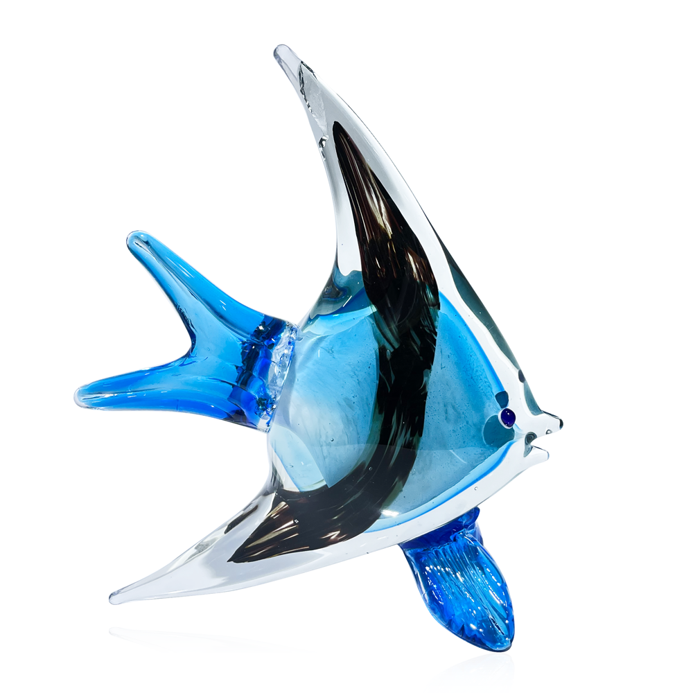 76487	 L5.9W4.7H6.9" - GLASS FISH FIGURINE