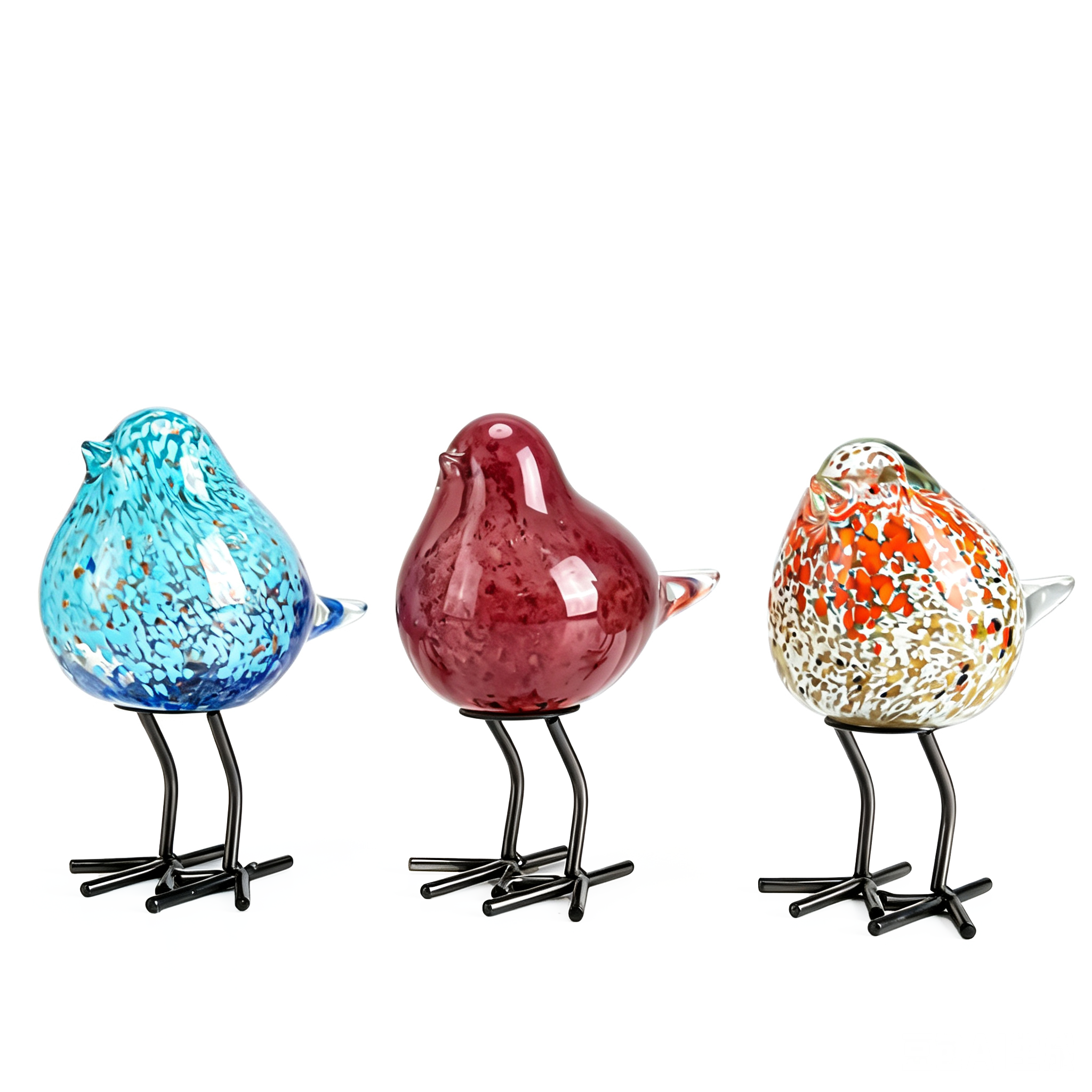 76490ASST	 L5.5W3.3H6.3" - ASSORTED COLORS GLASS BIRD FIGURINES