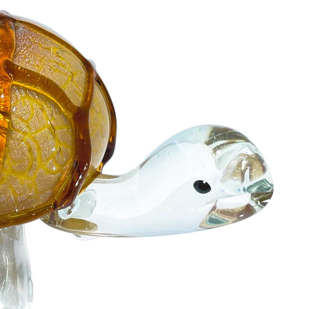 76491	 L7.9W4.9H4.1" - GLASS TURTLE FIGURINE